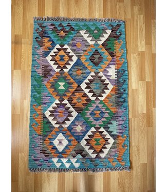 Hand Woven Afghan Wool Kilim Area Rug 127x82cm