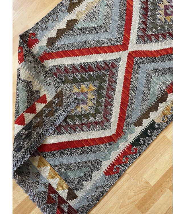 Handgemaakt Oosters Kelim Wol Vloerkleed 125x77cm