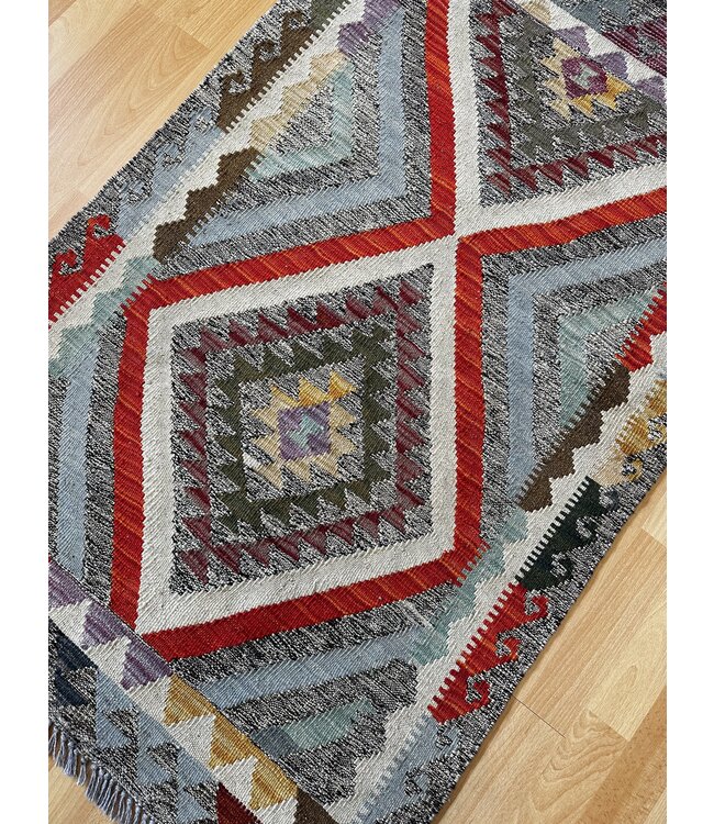 Handgemaakt Oosters Kelim Wol Vloerkleed 125x77cm