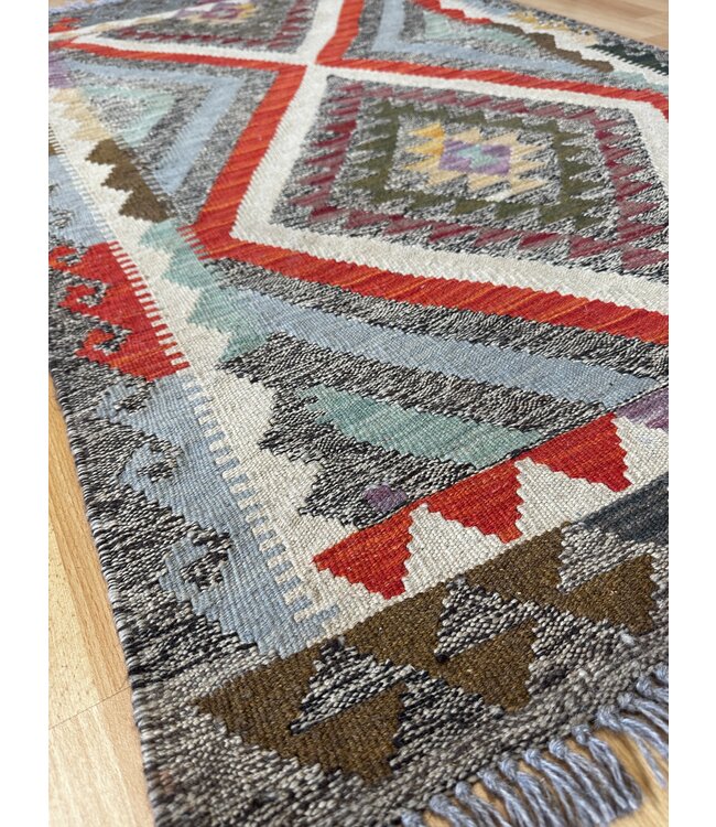 Handgewebte Orientalisch Wolle Kelim Teppich 125x77cm