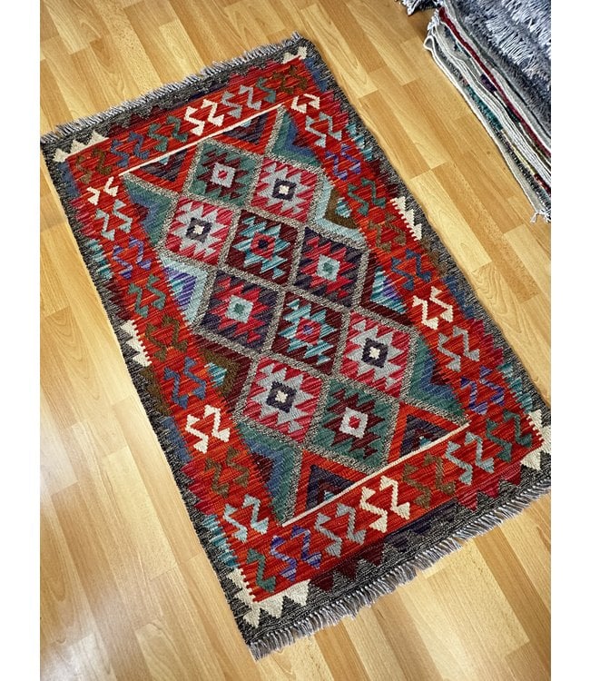 Handgewebte Orientalisch Wolle Kelim Teppich 128x79cm