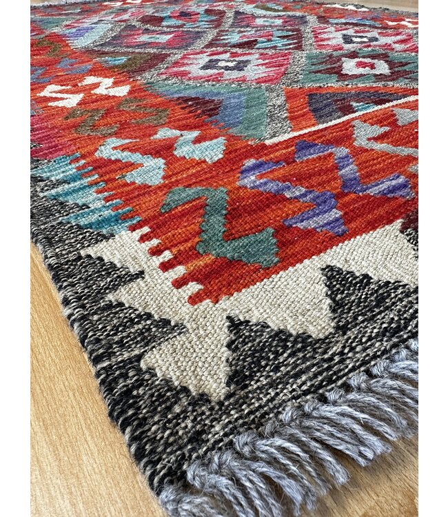 Handgemaakt Oosters Kelim Wol Vloerkleed 128x79cm