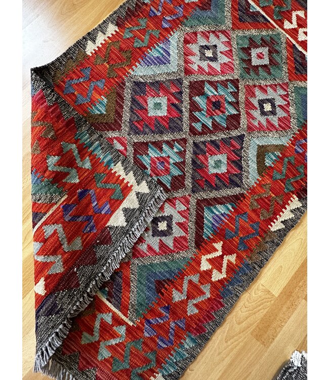 Hand Woven Afghan Wool Kilim Area Rug 128x79cm