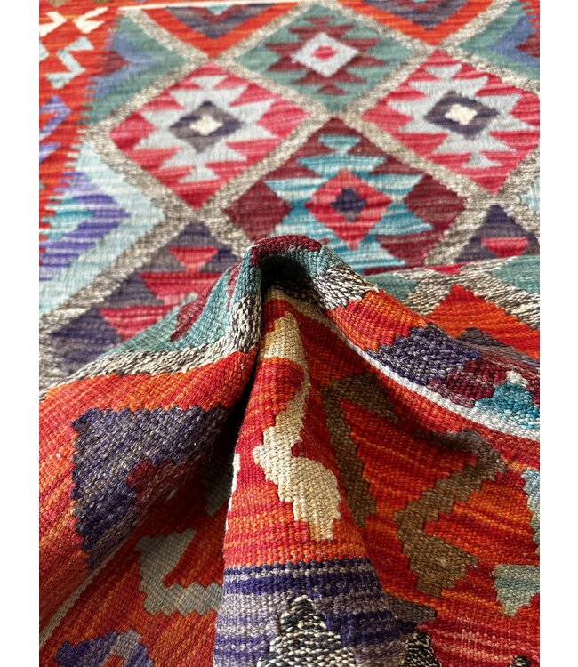 Hand Woven Afghan Wool Kilim Area Rug 128x79cm