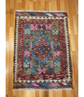 Hand Woven Afghan Wool Kilim Area Rug 116x85cm