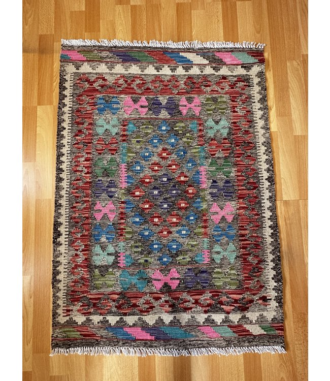 Hand Woven Afghan Wool Kilim Area Rug 116x85cm