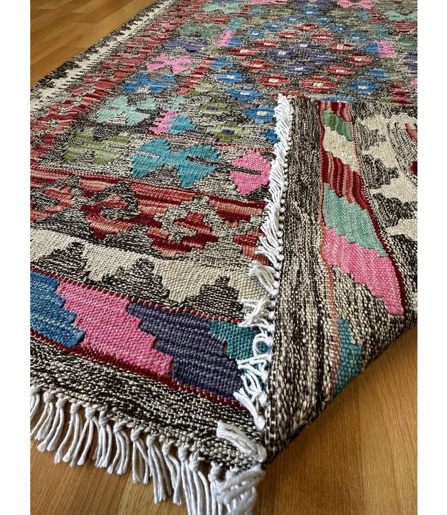Hand Woven Afghan Wool Kilim Area Rug 116x85cm
