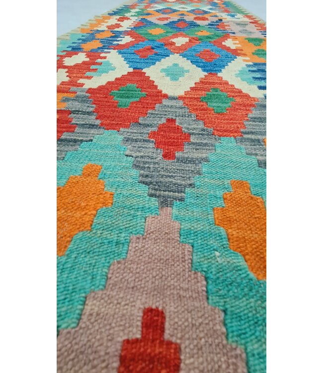 kelim kleed loper  284x79cm  vloerkleed tapijt kelims hand geweven