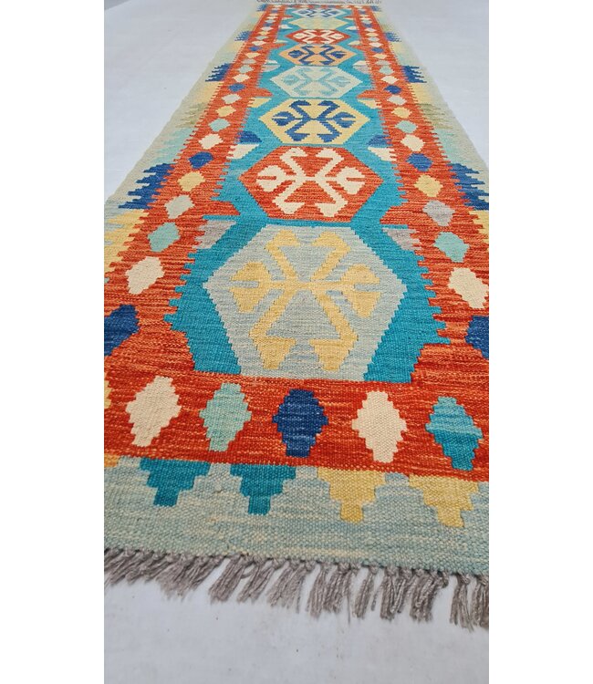 kelim kleed loper  294x82cm vloerkleed tapijt kelims hand geweven