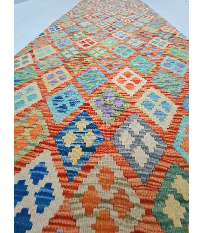 kelim kleed loper  288x97cm  vloerkleed tapijt kelims hand geweven