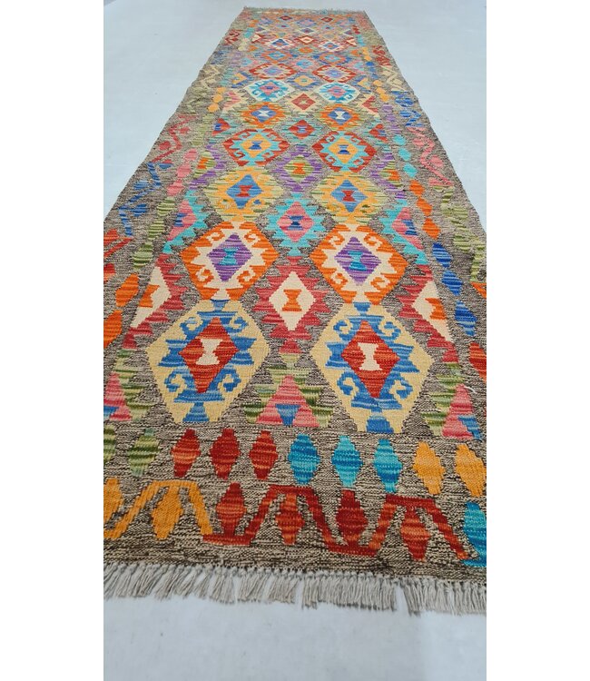 kelim kleed loper 309x90cm  vloerkleed tapijt kelims hand geweven