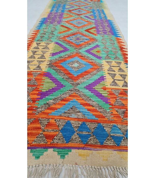 kelim kleed loper  270x88cm  vloerkleed tapijt kelims hand geweven