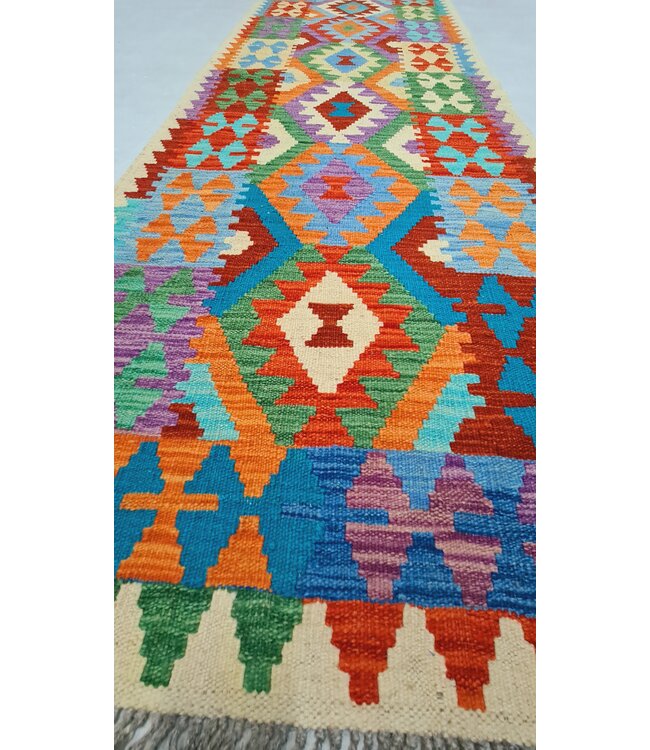 kelim kleed loper 240x81cm  vloerkleed tapijt kelims hand geweven