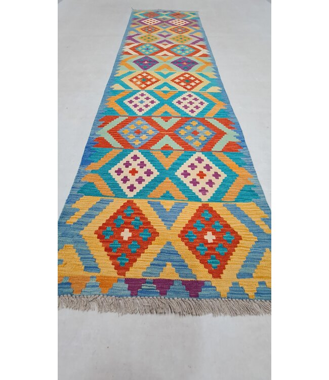 kelim kleed loper 294x78cm vloerkleed tapijt kelims hand geweven