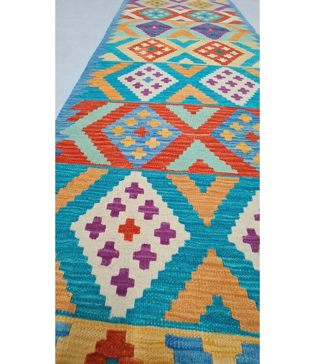 kelim kleed loper 294x78cm vloerkleed tapijt kelims hand geweven