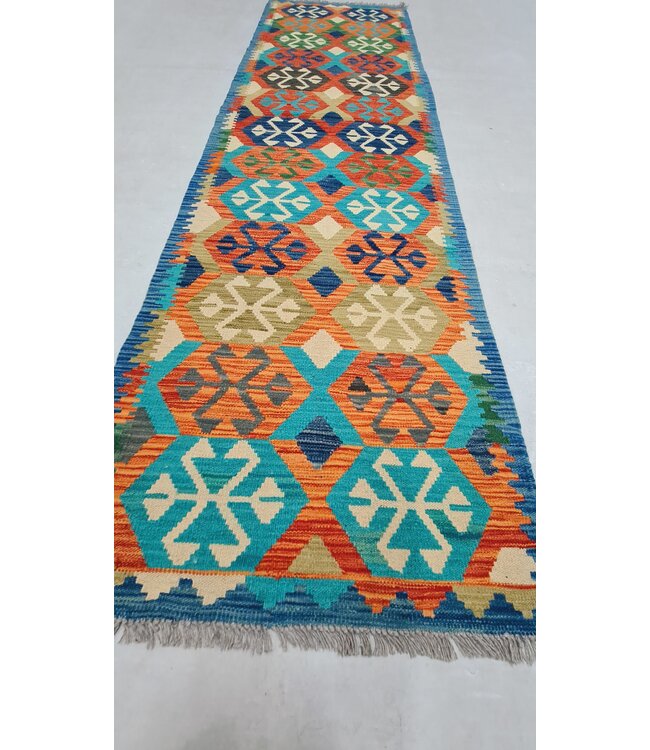 kelim kleed loper 301x82cm vloerkleed tapijt kelims hand geweven   - Copy