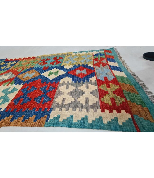 kelim kleed loper 290x87cm- vloerkleed tapijt kelims hand geweven