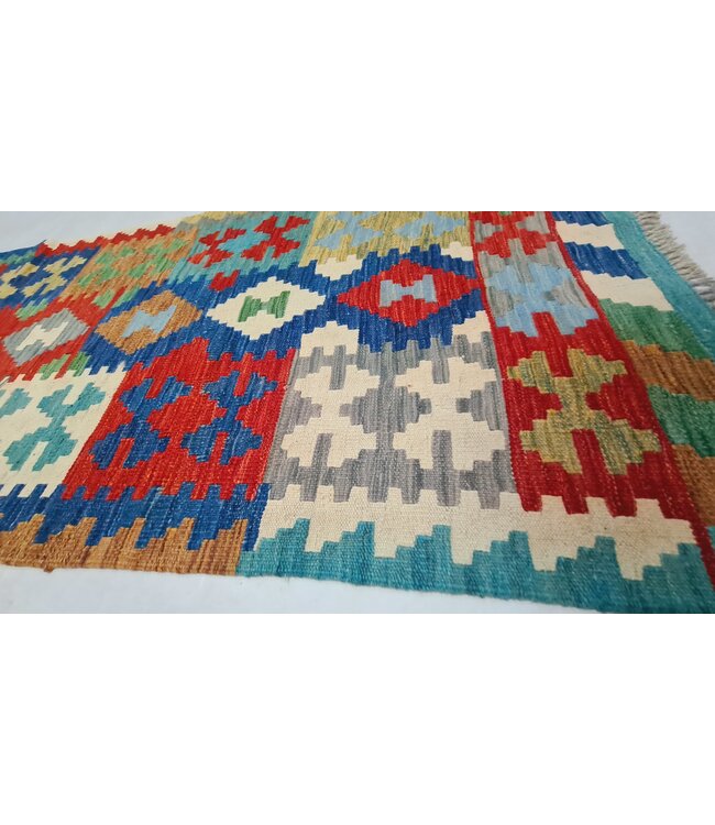 kelim kleed loper 290x87cm- vloerkleed tapijt kelims hand geweven