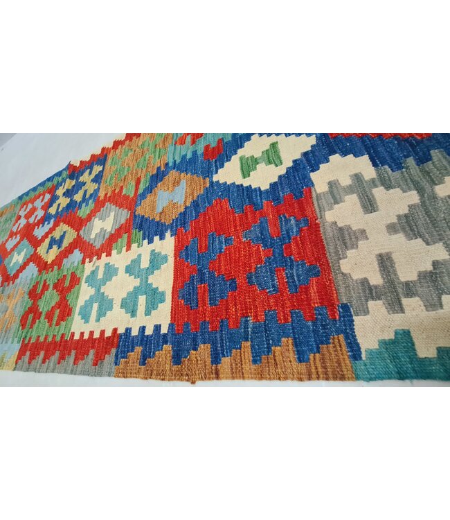 kelim kleed loper 290x87cm- vloerkleed tapijt kelims hand geweven