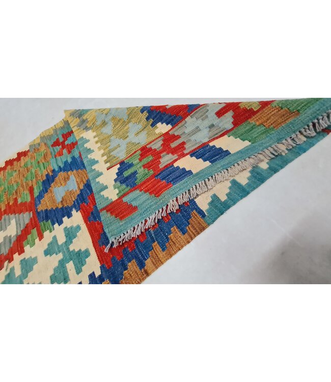 kelim kleed loper 290x87cm- vloerkleed tapijt kelims hand geweven