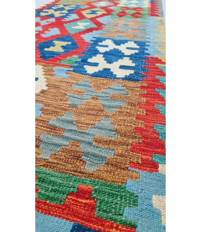 kelim kleed loper 290x87cm- vloerkleed tapijt kelims hand geweven