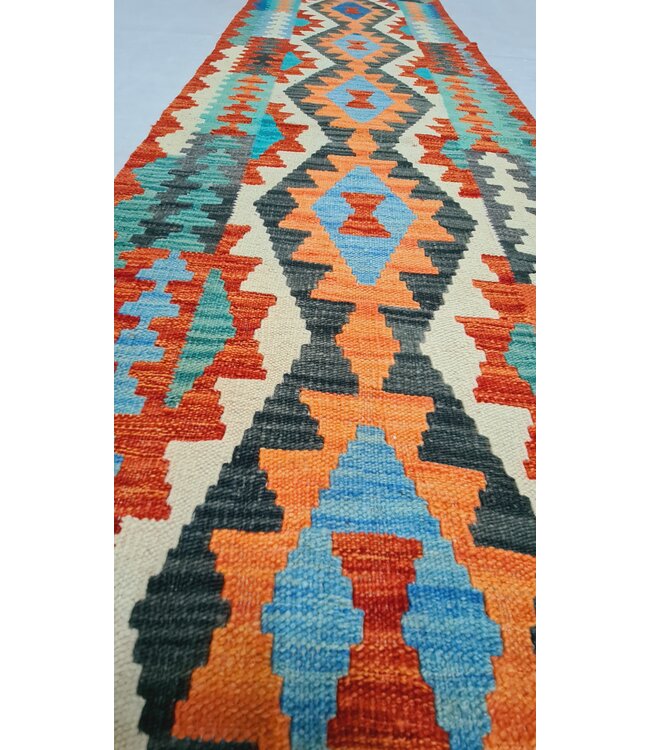 kelim kleed loper 288x73cm- vloerkleed tapijt kelims hand geweven