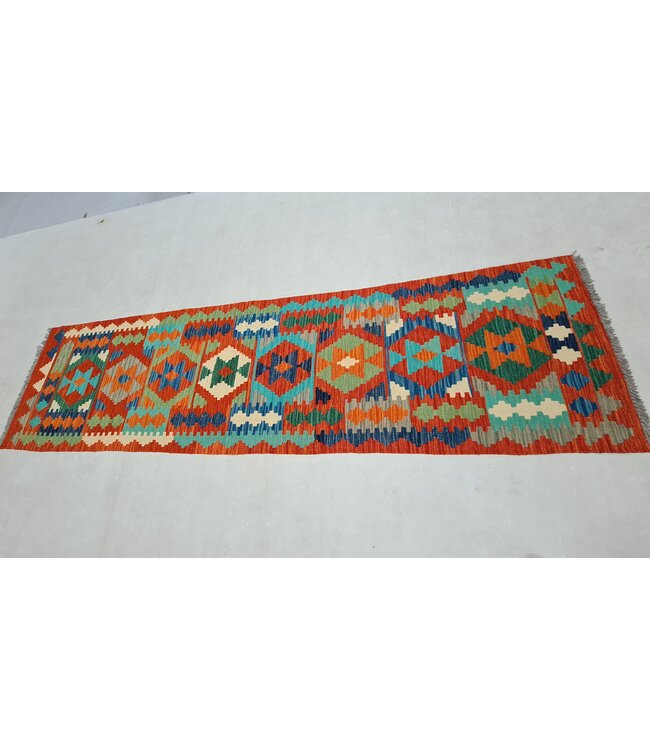 kelim kleed loper 290x77cm- vloerkleed tapijt kelims hand geweven