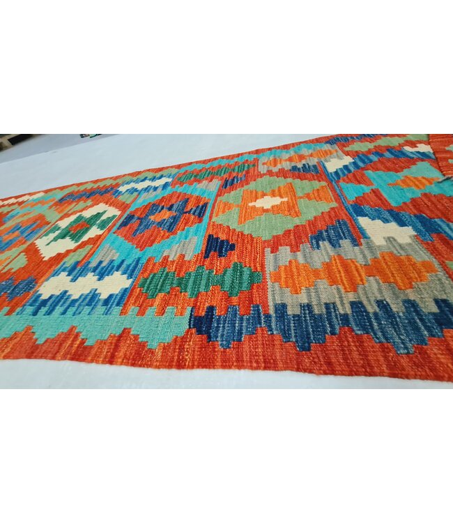 kelim kleed loper 290x77cm- vloerkleed tapijt kelims hand geweven