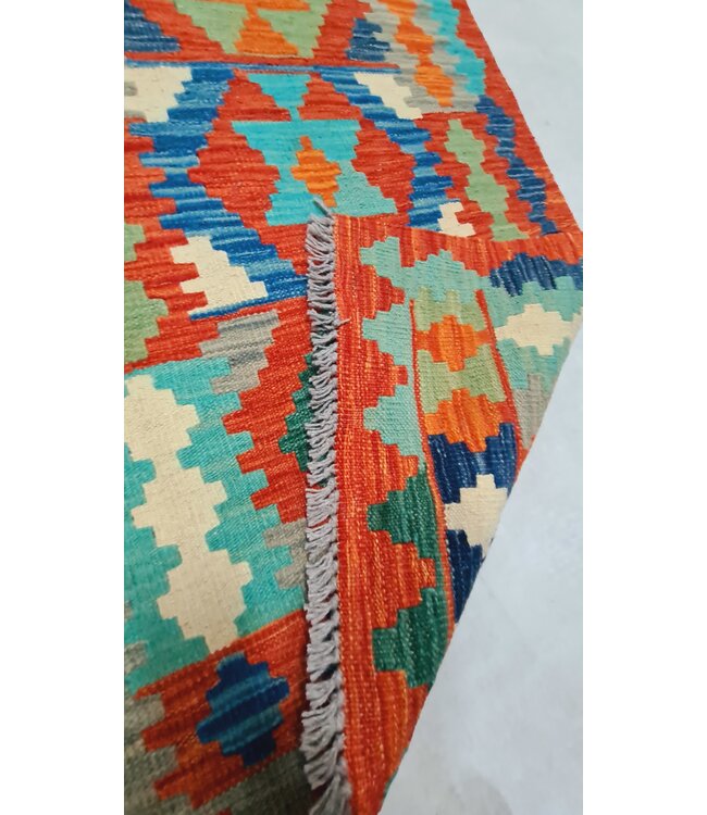 kelim kleed loper 290x77cm- vloerkleed tapijt kelims hand geweven