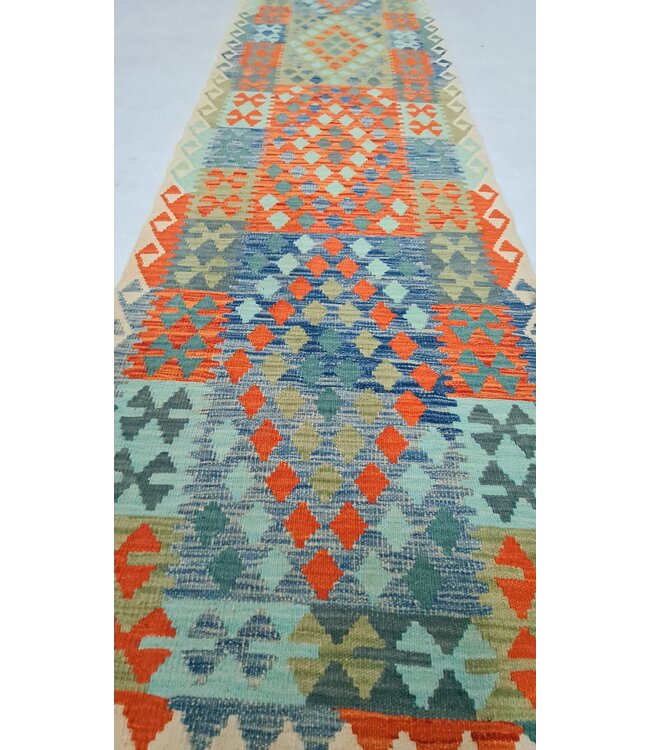 kelim kleed loper  302x83cm- vloerkleed tapijt kelims hand geweven