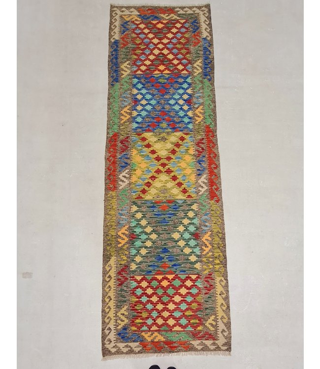 kelim kleed loper 380x85cm  - vloerkleed tapijt kelims hand geweven