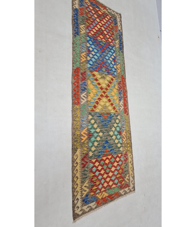 kelim kleed loper 380x85cm  - vloerkleed tapijt kelims hand geweven