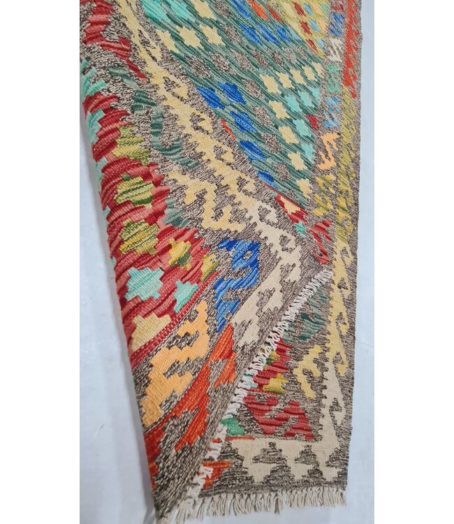 kelim kleed loper 380x85cm  - vloerkleed tapijt kelims hand geweven