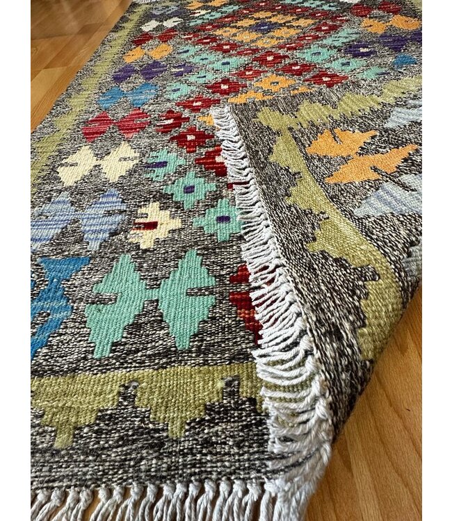 Hand Woven Afghan Wool Kilim Area Rug 112x81cm