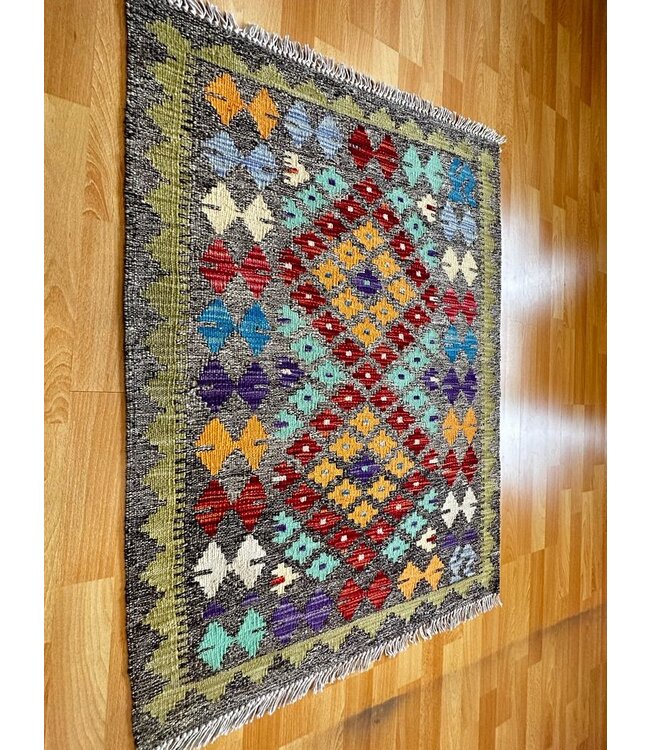 Handgewebte Orientalisch Wolle Kelim Teppich 112x81cm