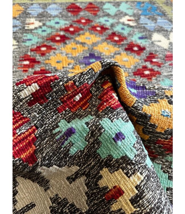 Hand Woven Afghan Wool Kilim Area Rug 112x81cm