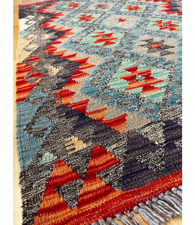 Hand Woven Afghan Wool Kilim Area Rug 112x85cm