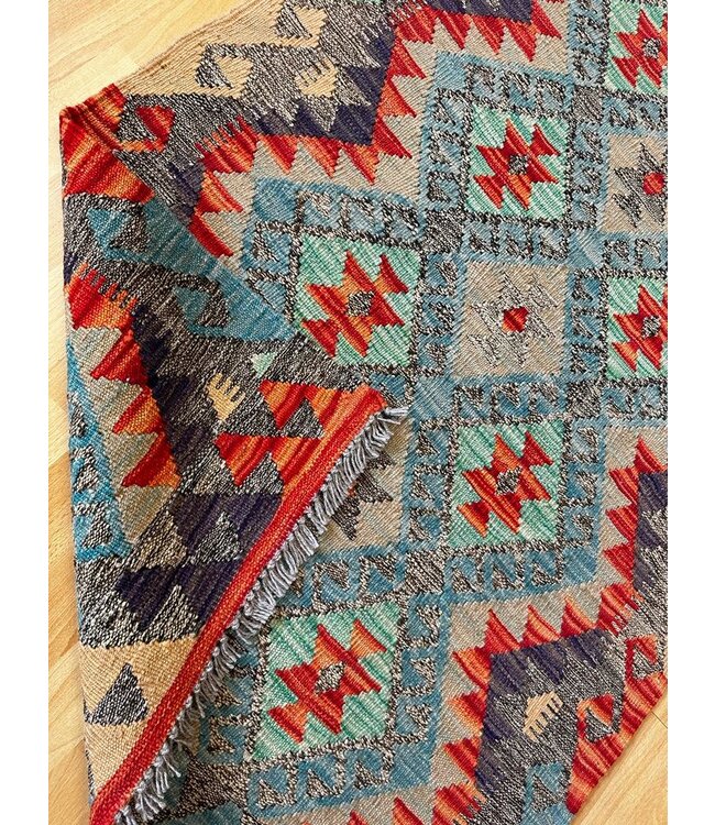 Handgemaakt Oosters Kelim Wol Vloerkleed 112x85cm