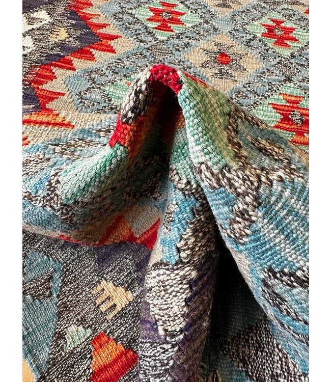 Hand Woven Afghan Wool Kilim Area Rug 112x85cm