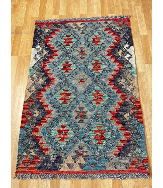 Hand Woven Afghan Wool Kilim Area Rug 112x85cm