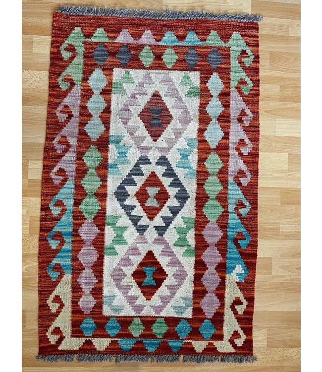 Hand Woven Afghan Wool Kilim Area Rug  121x75cm