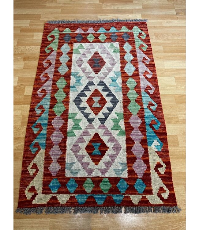 Hand Woven Afghan Wool Kilim Area Rug  121x75cm