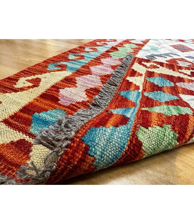 Hand Woven Afghan Wool Kilim Area Rug  121x75cm