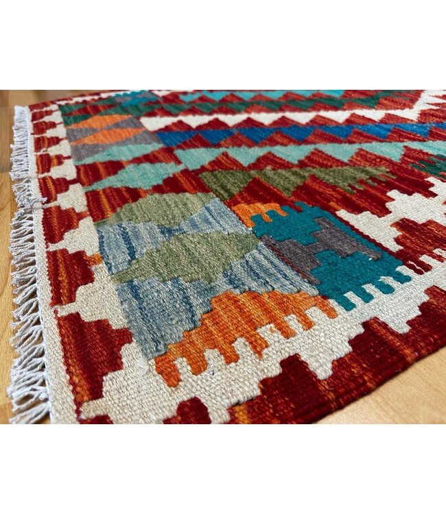 Hand Woven Afghan Wool Kilim Area Rug  120x82cm