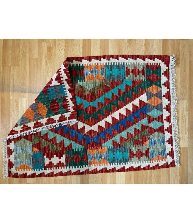 Handgemaakt Oosters Kelim Wol Vloerkleed  120x82cm