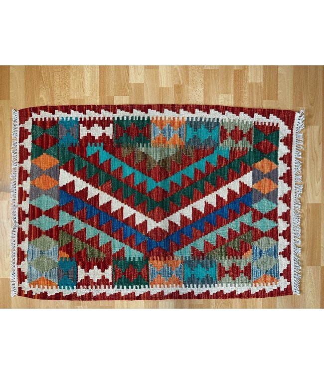 Hand Woven Afghan Wool Kilim Area Rug  120x82cm