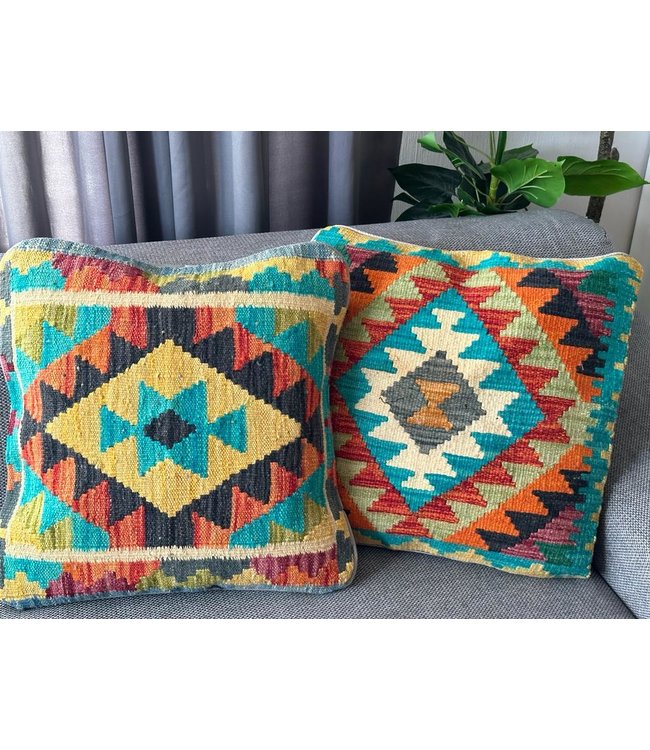2x kilim cushion cover ca 45x45 cm with filling