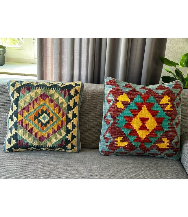 2x kilim cushion cover ca 45x45 cm with filling
