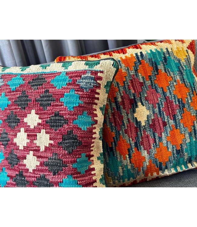 2x kilim cushion cover ca 45x45 cm with filling