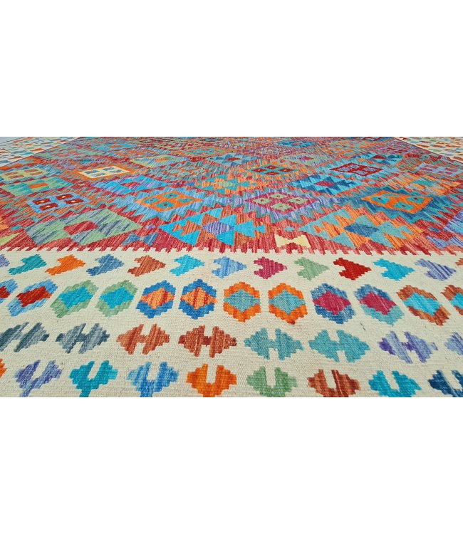 Handgewebte Orientalisch Wolle Kelim Teppich  347x250cm